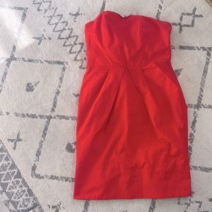Strapless anthropologie linen dress